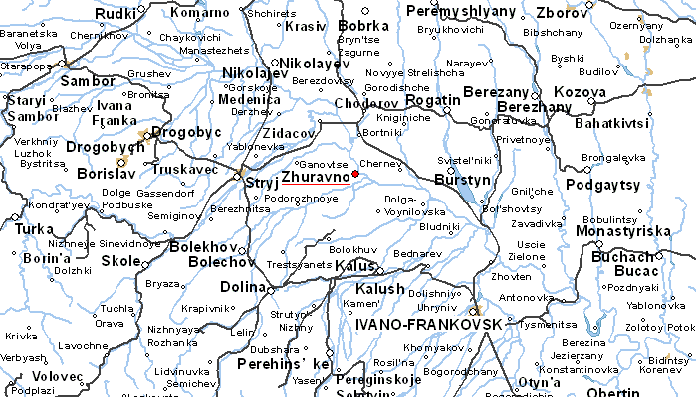 Map of Zhuravno, Ukraine